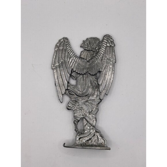 Decorative Silver Angel Figurine Playing Harp pewter sculpture - Picture 2 of 4